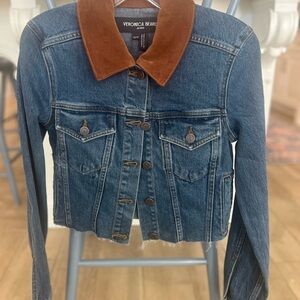 Veronica Beard Indigo Denim Jacket with Rust Collar
